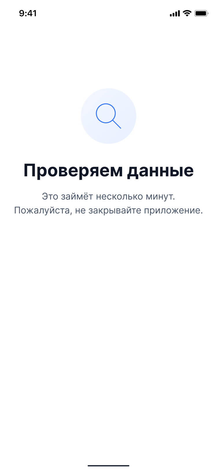Экран «Проверяем данные»